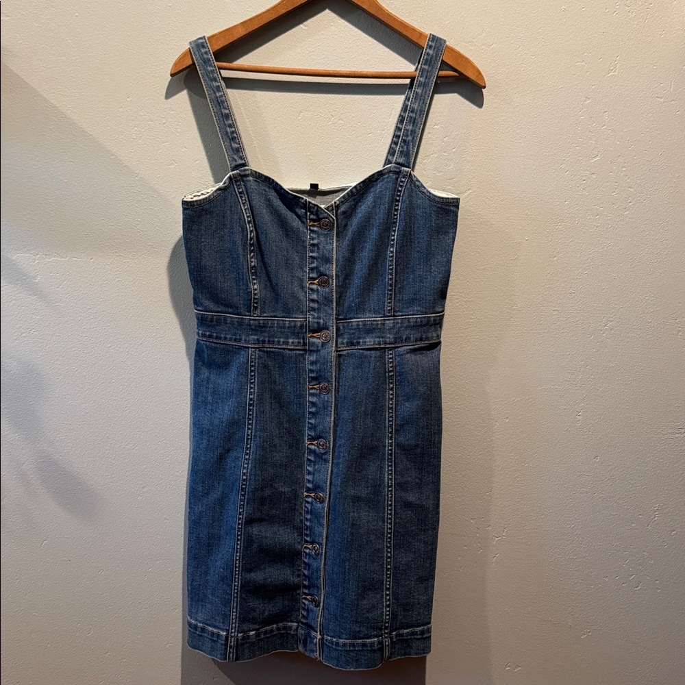 7 For All Mankind Denim Jean Strap Button Front Dress Rodeo Western Country Club